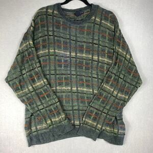 Knightsbridge Vintage Coogi-Style Knit Sweater Green Multicolor Men’s Large